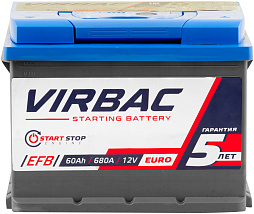 АКБ VIRBAC EFB 6ст-60 (о.п.) 680А 242*175*190